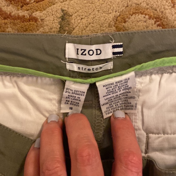 Two Pairs of Stretch Long Shorts SZ 16 Denim DG2 Izod Khaki - Picture 3 of 6